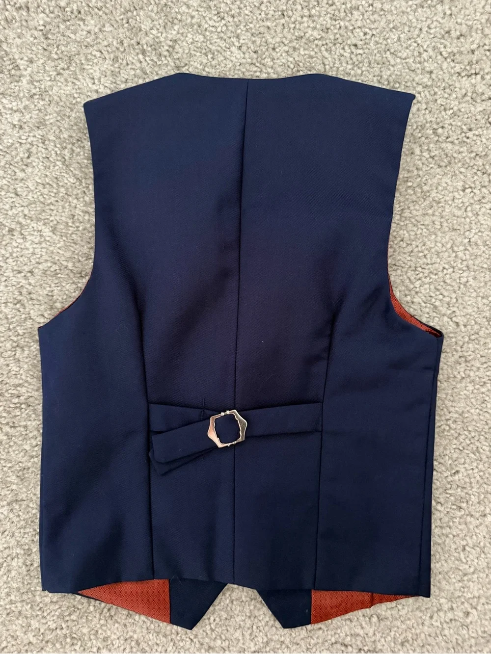 Boys Navy 3-Piece Dress Suit Set with Red Lining